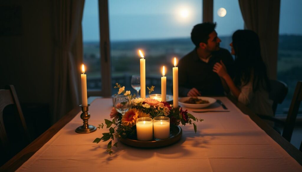 Romantisches Candle Light Dinner Zuhause