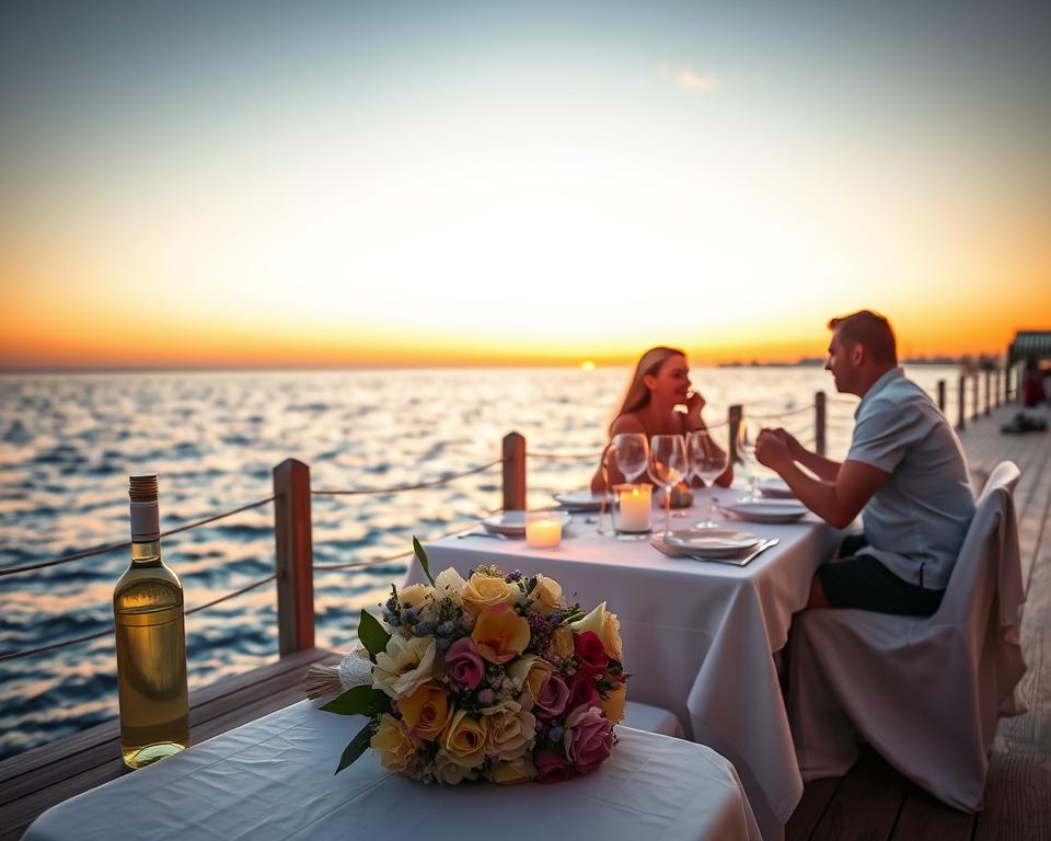 Romantisches Abendessen an der Ostsee