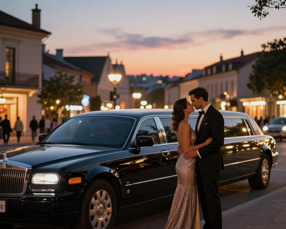 Romantische Stretchlimousinenfahrt