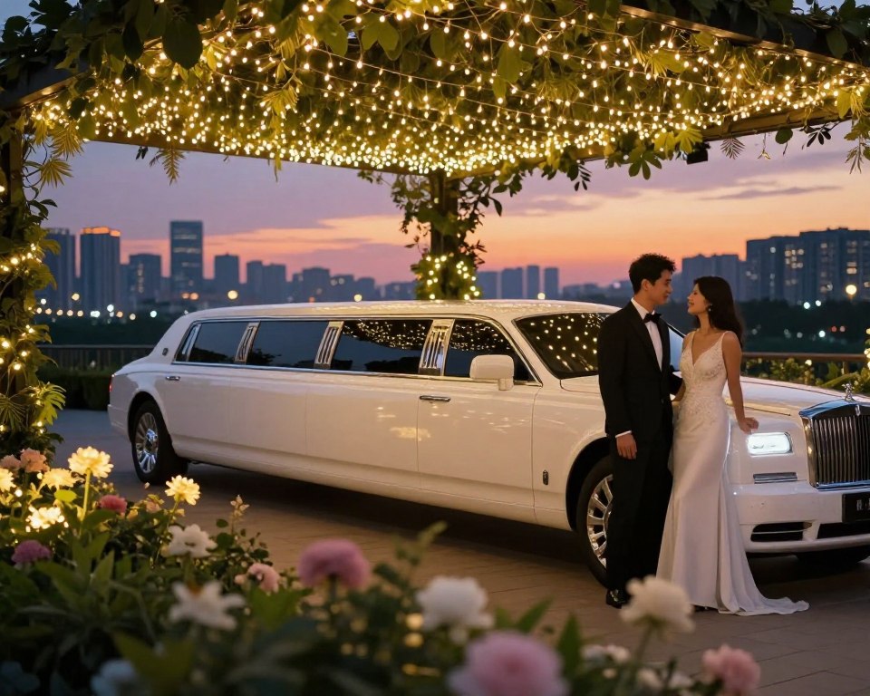 Romantische Stretchlimousinenfahrt